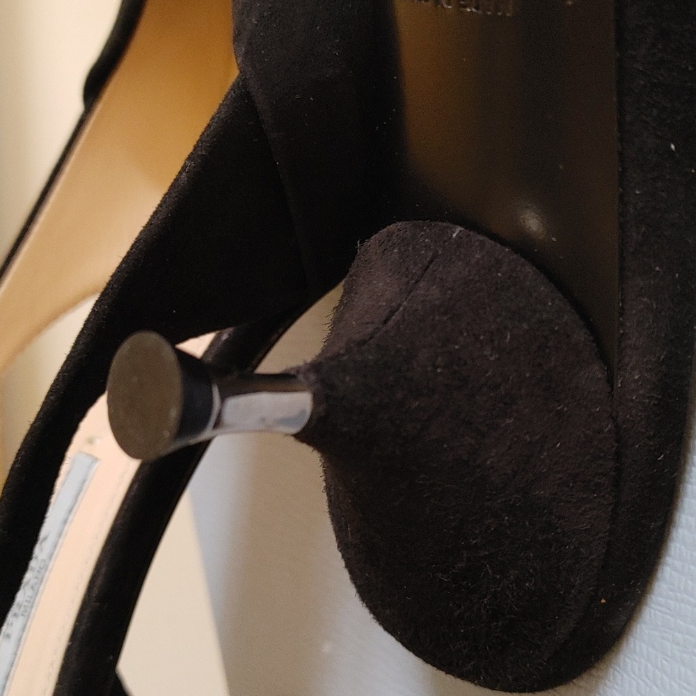 Prada Camoscio Black Suede Sling Back Size 40 - Picture 4 of 12